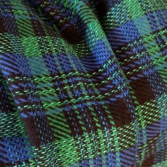 VTG Green Blue Plaid High Rise Pull On Wool Blend Midi Skirt Size 14 (*Large) - Picture 5 of 15